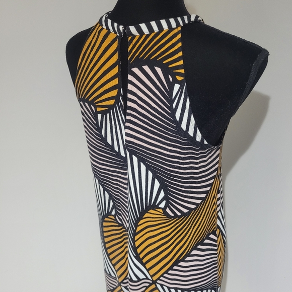 Ann Taylor Women's Graphic Halter Mini Shift Dress Size 2 Black Yellow Colorful - Picture 8 of 10